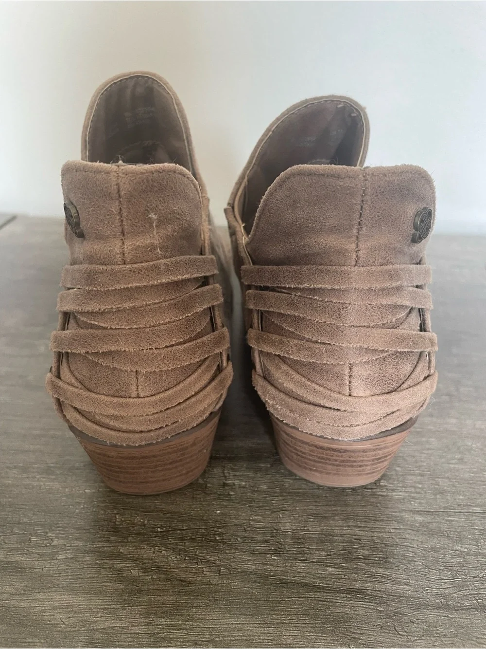 Daisy Fuentes Solid Brown Perforated Suede Western Ankle Boot